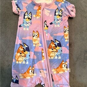 Little Sleepies Pink & Purple Bluey Print Footie